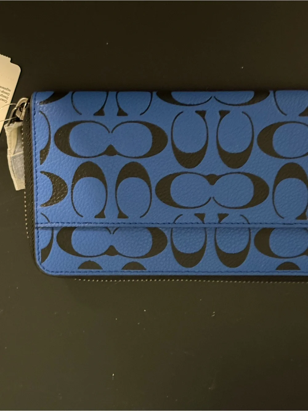 Coach Signature Zip Wallet in Blue/Black stunning! NWT
